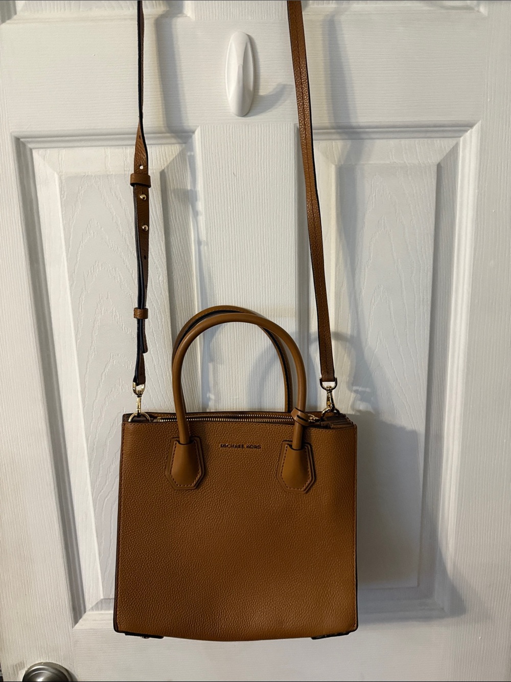 Michael Kors Brown Pebbled Leather Satchel with Detachable Strap